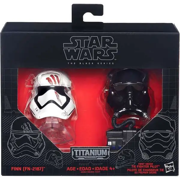 Star Wars Black Titanium FINN & First Order TIE Pilot 2-Inch Diecast Helmet 2-Pack