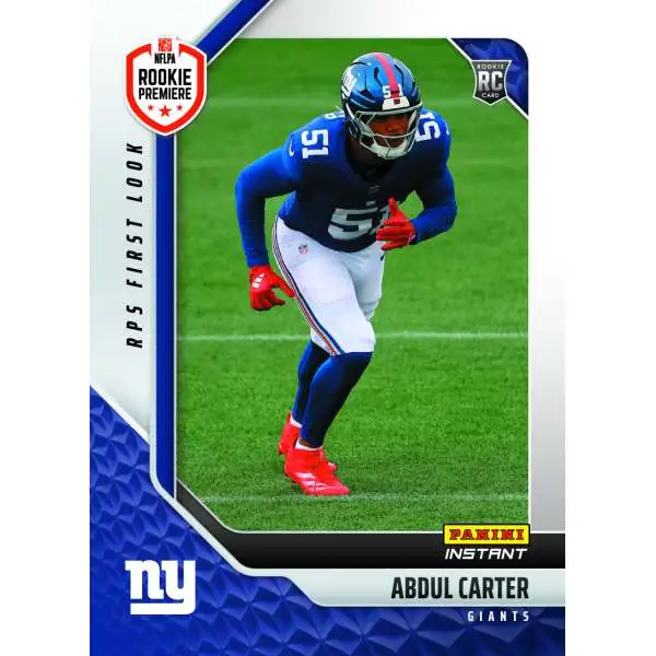 NFL New York Giants 2025 Instant RPS First Look Football Abdul Carter RPSFL-1 [Rookie]