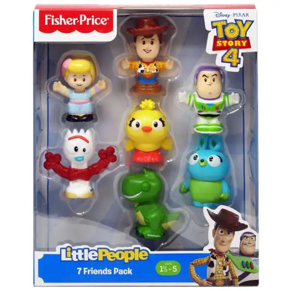 Fisher Price Toy Story 4 Little People Woody, Buzz, Bo Peep, Rex, Ducky, Bunny & Forky Figure 7-Pack