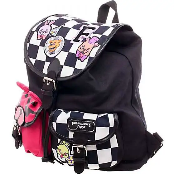 Five Nights at Freddy's Checkered Knapsack Backpack with Patches Apparel