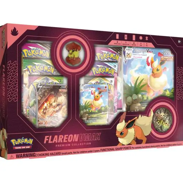 Pokemon Trading Card Game Eevee Evolutions Flareon VMAX Premium Collection [6 Booster Packs, Promo Card, Oversized Card, ]