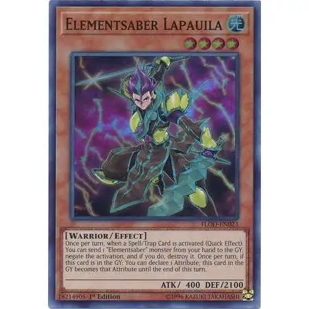 YuGiOh Flames of Destruction Super Rare Elementsaber Lapauila FLOD-EN023