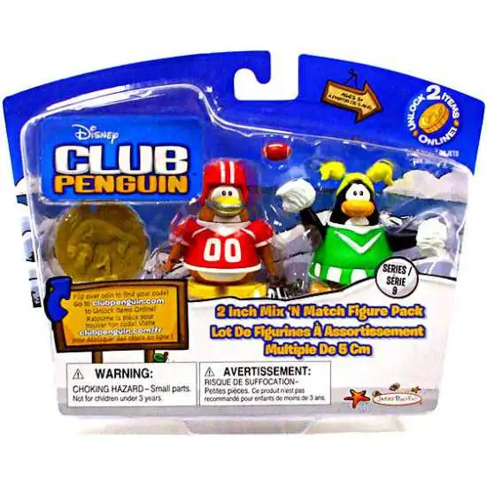Club Penguin Mix 'N Match Series 9 Football Player & Cheerleader Mini Figure Set