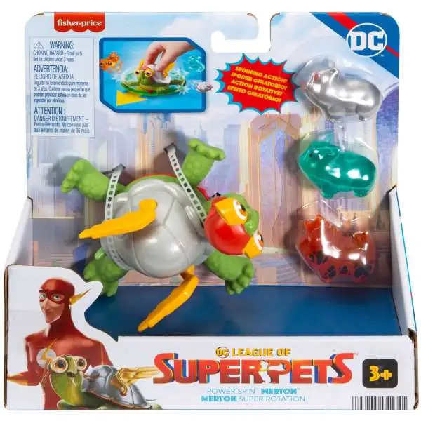 Fisher Price DC League of Super-Pets Power Spin Merton Action Figure Set