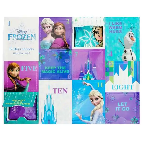 12 Days of Socks Kids Disney Frozen 12-Pack [Shoe Size: 10.5 - 3.5]
