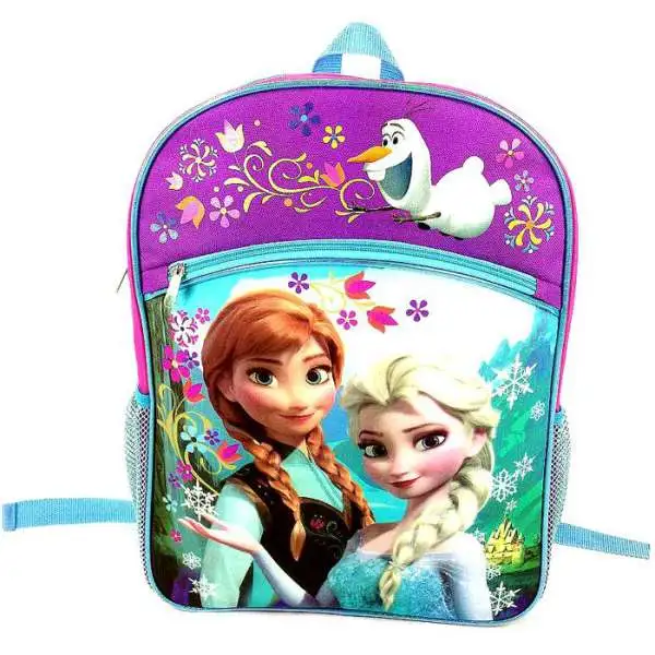 Disney Frozen Anna & Elsa Backpack [Purple & Blue Flowers]