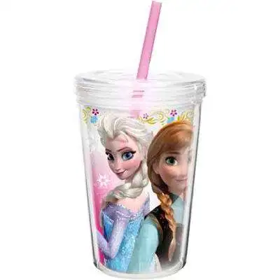Disney Frozen 13 Oz Anna & Elsa Double-Wall Tumbler with Straw