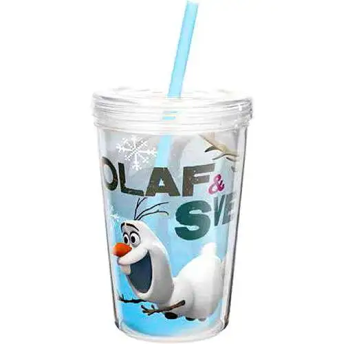 Disney Frozen 13 Oz Olaf & Sven Double-Wall Tumbler with Straw