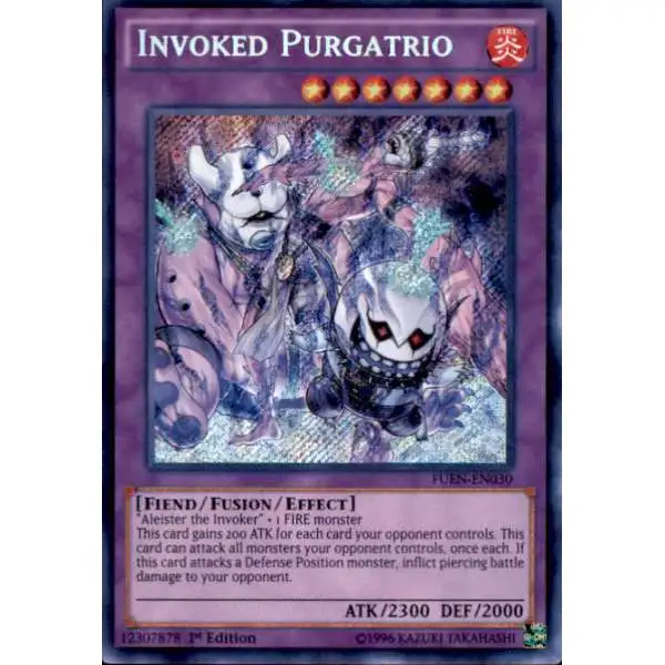 YuGiOh Fusion Enforcers Secret Rare Invoked Purgatrio FUEN-EN030