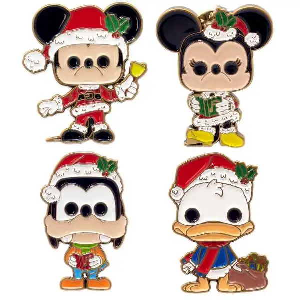 Funko Disney Holiday 2020 Mickey, Minnie, Donald & Goofy Exclusive 1.5-Inch Pin 4-Pack [Holiday Collector Box]