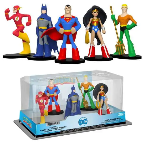 Funko DC Hero World Batman, Superman, Wonder Woman, Aquaman & The Flash Exclusive 4-Inch Vinyl Figure 5-Pack