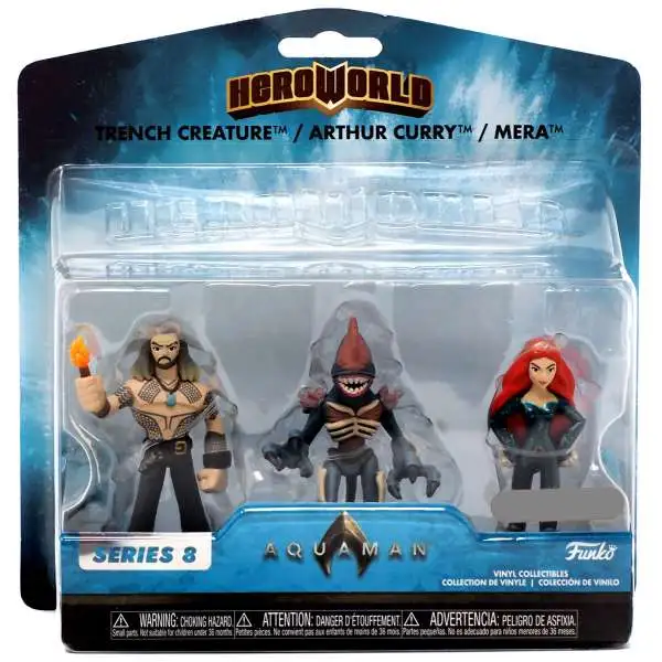 Funko DC Hero World Series 8 Trench Creature, Arthur Curry & Mera Exclusive 4-Inch Vinyl Figure 3-Pack [Loose]