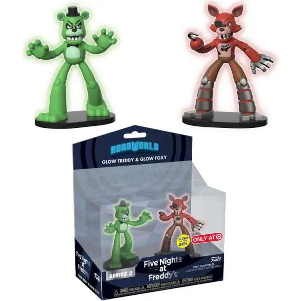 Funko Five Nights at Freddy's Hero World Series 2 Glow Freddy & Glow Foxy Exclusive 4-Inch Vinyl Figure 2-Pack