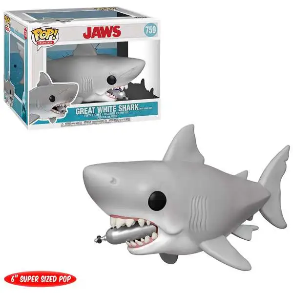 Funko Jaws POP! Movies Great White Shark 6-Inch Vinyl Figure #759 [Super-Size, Diving Tank in Mouth]