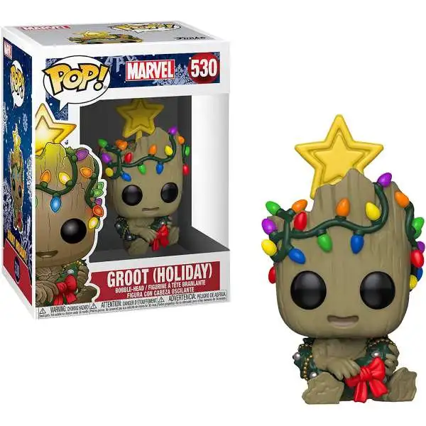 Groot Funko POP Marvel Holiday Bobblehead Christmas Lights and Star