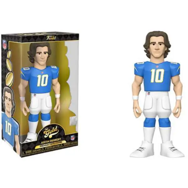 Funko NFL Los Angeles Chargers GOLD Justin Herbert 12-Inch Deluxe Vinyl Figure [Blue Jersey, Regular Version]