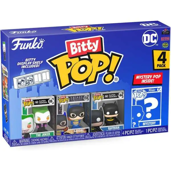 Funko DC Bitty POP! The Joker, Batgirl, Batman & Mystery Figure 1-Inch Micro Figure 4-Pack