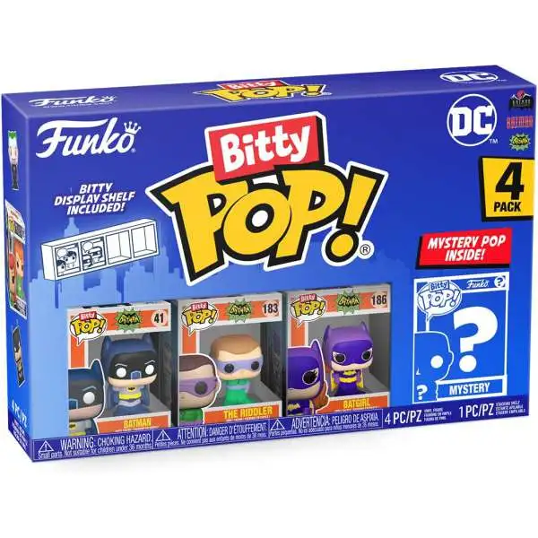 Funko DC Batman 1966 TV Series Bitty POP! Batman, The Riddler, Batgirl & Mystery Figure 1-Inch Micro Figure 4-Pack [Batman 1966]