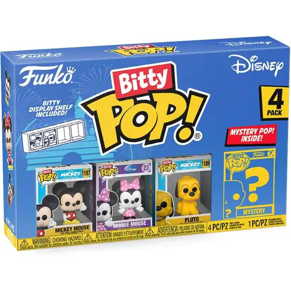 Funko Disney Bitty POP! Mickey Mouse, Minnie Mouse, Pluto & Mystery Figure 1-Inch Micro Figure 4-Pack