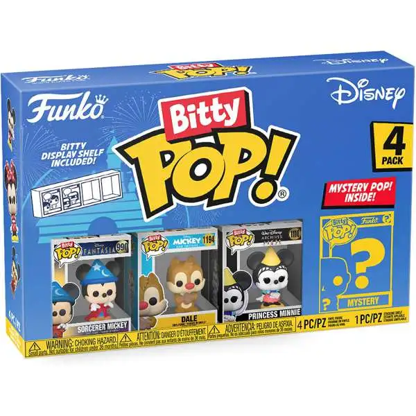 Funko Disney Bitty POP! Sorcerer Mickey, Dale, Princess Minnie & Mystery Figure 1-Inch Micro Figure 4-Pack