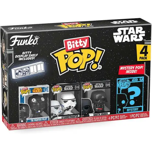 Funko Star Wars Bitty POP! Darth Vader, TIE Fighter Pilot, Stormtrooper & Mystery Chase Figure 1-Inch Micro Figure 4-Pack