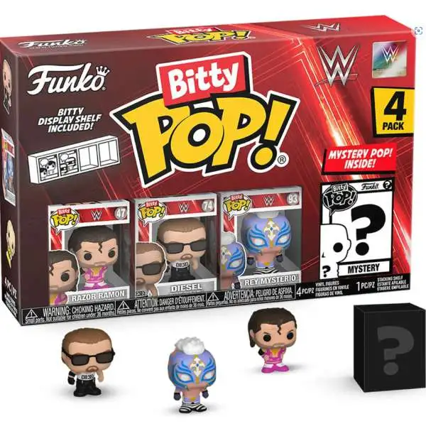 Funko WWE Wrestling Bitty POP! Razor Ramon, Diesel, & Rey Mysterio Micro Figure 4-Pack