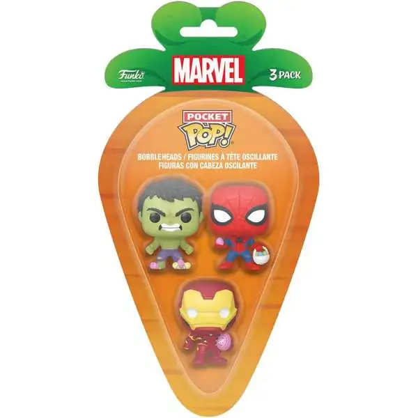 Funko Marvel Carrot Pocket POP! Hulk, Spider-Man & Iron Man Vinyl Mini Figure 3-Pack [Easter 2024]