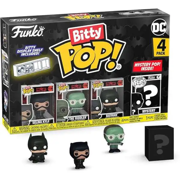 Funko DC Bitty POP! Selina Kyle, The Riddler, Batman & Mystery Chase Figure (Styles May Vary) Micro Figure 4-Pack [85th Anniversary]