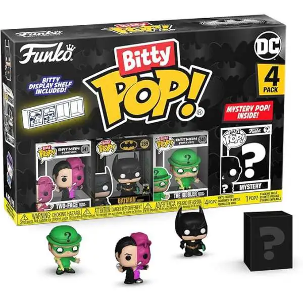 Funko DC Bitty POP! Two-Face, Batman, The Riddler & Mystery Chase Figure Micro Figure 4-Pack [85th Anniversary]