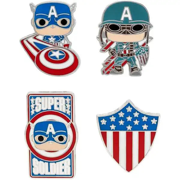Marvel Captain America Exclusive 1.5-Inch Enamel Pin 4-Pack