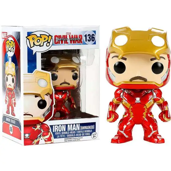 Funko Civil War POP! Marvel Iron Man Exclusive Vinyl Bobble Head #136 [Civil War, Unmasked]