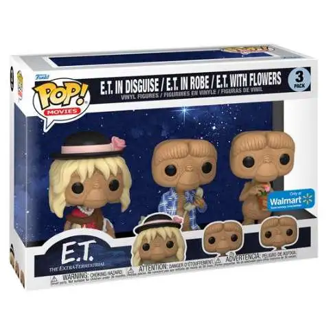 Funko E.T. POP! Movies ET in Disguise, ET in Flannel & ET with Flowers Exclusive Vinyl Figure 3-Pack [40th Anniversary]