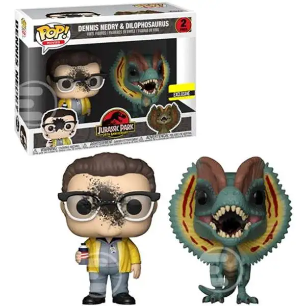 Funko Jurassic Park POP! Movies Dennis Nedry & Dilophosaurus Exclusive 2-Pack Vinyl Figure [Goo Splattered]