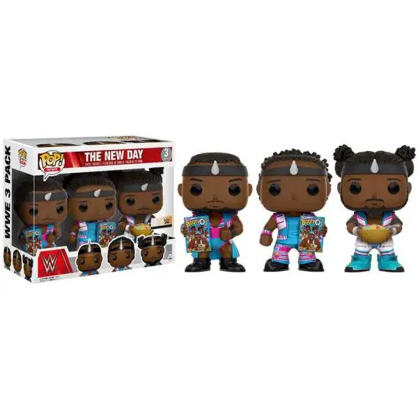 Funko WWE Wrestling POP! WWE The New Day (Booty O's) Exclusive Vinyl Figure 3-Pack [Big E, Xavier Woods & Kofi Kingston]