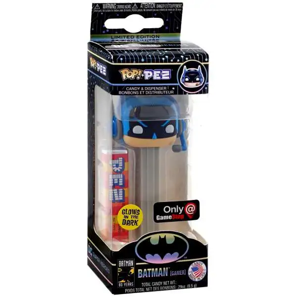 Funko DC Batman 80th POP! PEZ Batman Exclusive Candy Dispenser [Gamer, Gray, Glow-in-the-Dark]