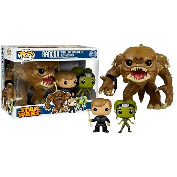 Funko POP! Star Wars Rancor, Luke Skywalker & Slave Oola Exclusive Vinyl Bobble Head 3-Pack