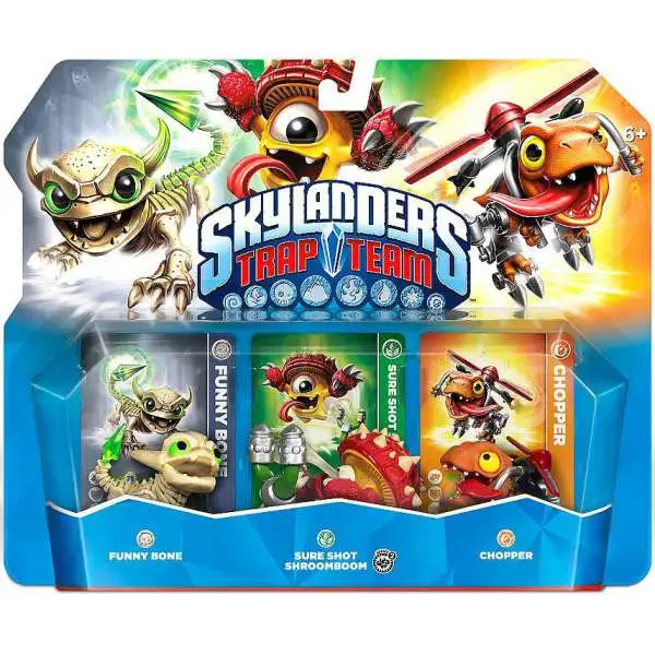 Skylanders Trap Team Funny Bone, Sure Shot Shroomboom & Chopper Figure 3-Pack