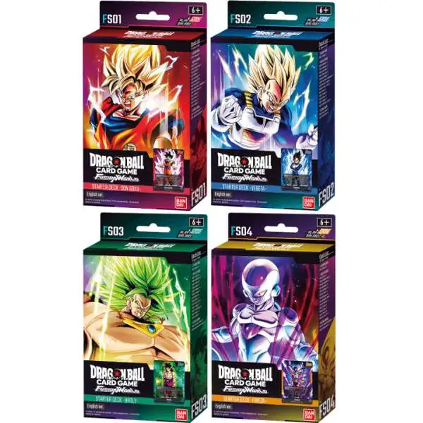 Dragon Ball Super Trading Card Game Fusion World Frieza, Broly, Vegeta & Son Goku Set of 4 Starter Decks FS01, FS02, FS03 & FS04 [ENGLISH]