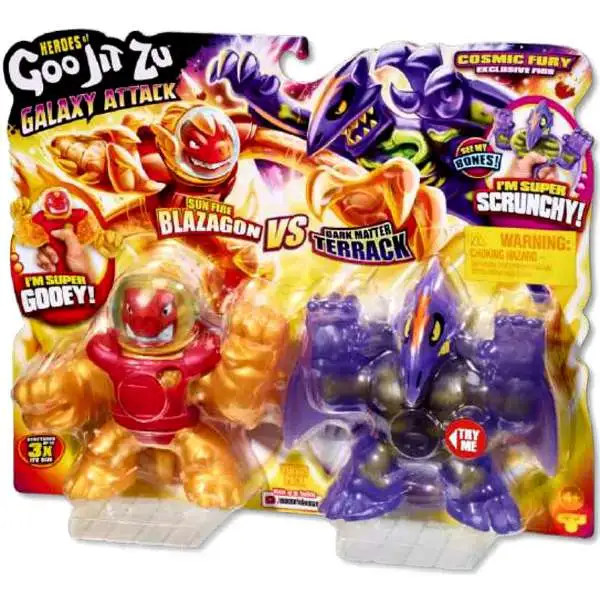 Heroes of Goo Jit Zu Galaxy Attack Dark Matter Terrack vs. Sun Fire Blazagon Action Figure 2-Pack