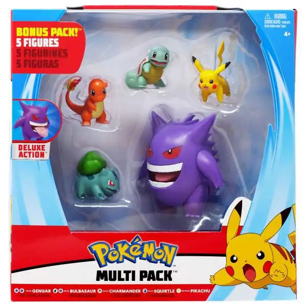 Pokemon Gengar, Bulbasaur, Charmander, Squirtle & Pikachu Exclusive 3-Inch Multi Figure 5-Pack