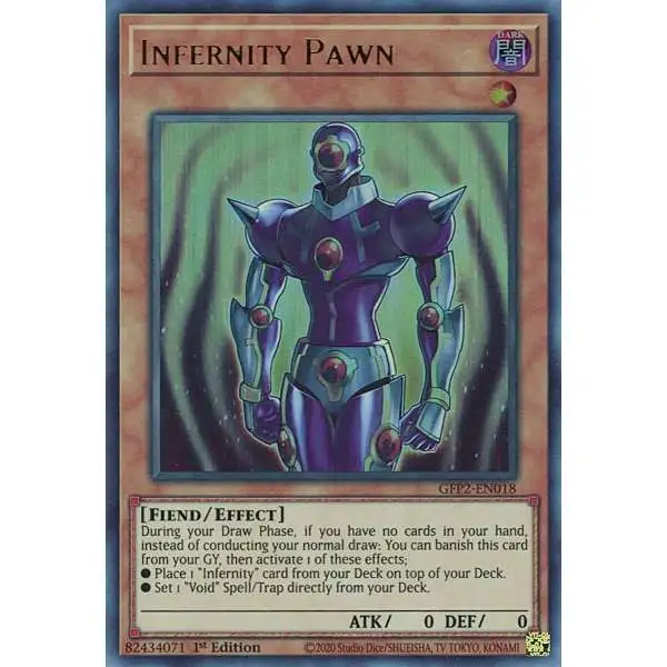 YuGiOh Trading Card Game 2022 Ghosts From The Past 2nd Haunting Ultra Rare Infernity Pawn GFP2-EN018