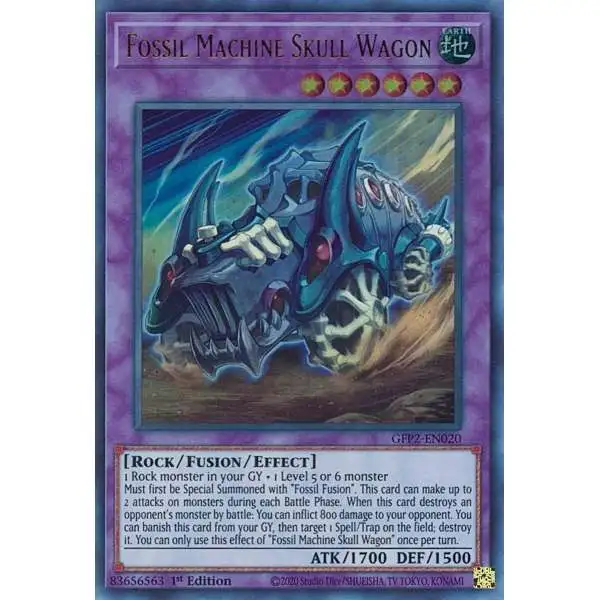 YuGiOh Trading Card Game 2022 Ghosts From The Past 2nd Haunting Ultra Rare Fossil Machine Skull Wagon GFP2-EN020