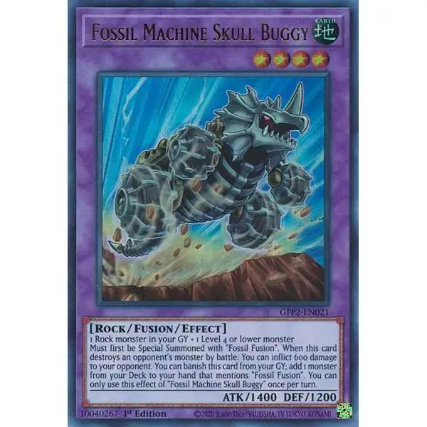 YuGiOh Trading Card Game 2022 Ghosts From The Past 2nd Haunting Ultra Rare Fossil Machine Skull Buggy GFP2-EN021