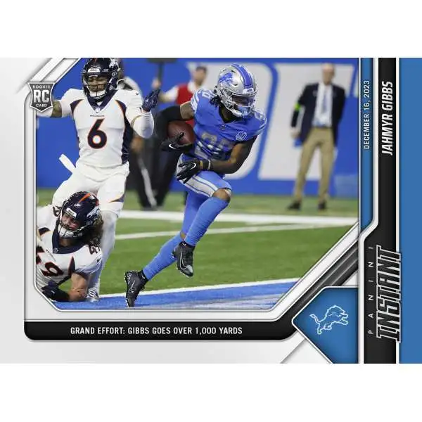 NFL Detroit Lions 2023 Panini Instant Football Jahmyr Gibbs #92 [Rookie, Grand Effort: Gibbs Goes Over 1000 Yards]