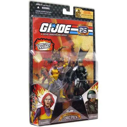 GI Joe 25th Anniversary Wave 1 Comic Pack Scarlett & Hawk Action Figure 2-Pack