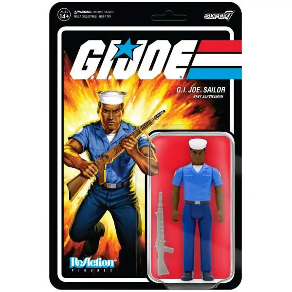 ReAction G.I. Joe Wave 2 Blueshirt Sailor Clean Shaven Action Figure [Dark Brown]
