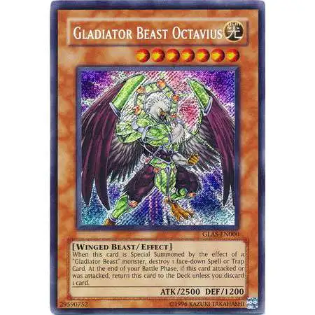 YuGiOh GX Trading Card Game Gladiator's Assault Secret Rare Gladiator Beast Octavius GLAS-EN000