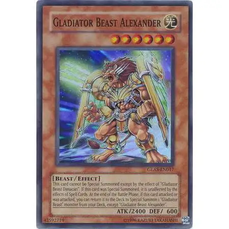 YuGiOh GX Trading Card Game Gladiator's Assault Super Rare Gladiator Beast Alexander GLAS-EN017