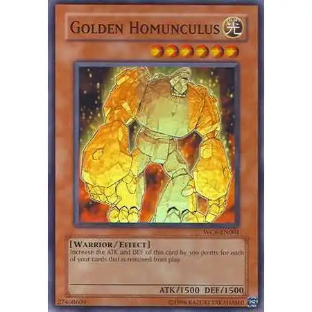 YuGiOh GX Trading Card Game Ultimate Masters Super Rare Golden Homunculus WC6-EN001