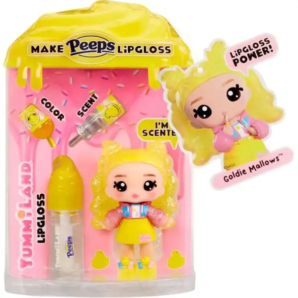 Yummiland Make Lipgloss Easter Peeps GOLDIE Mallows Doll [Yellow, Pink, Scented!]